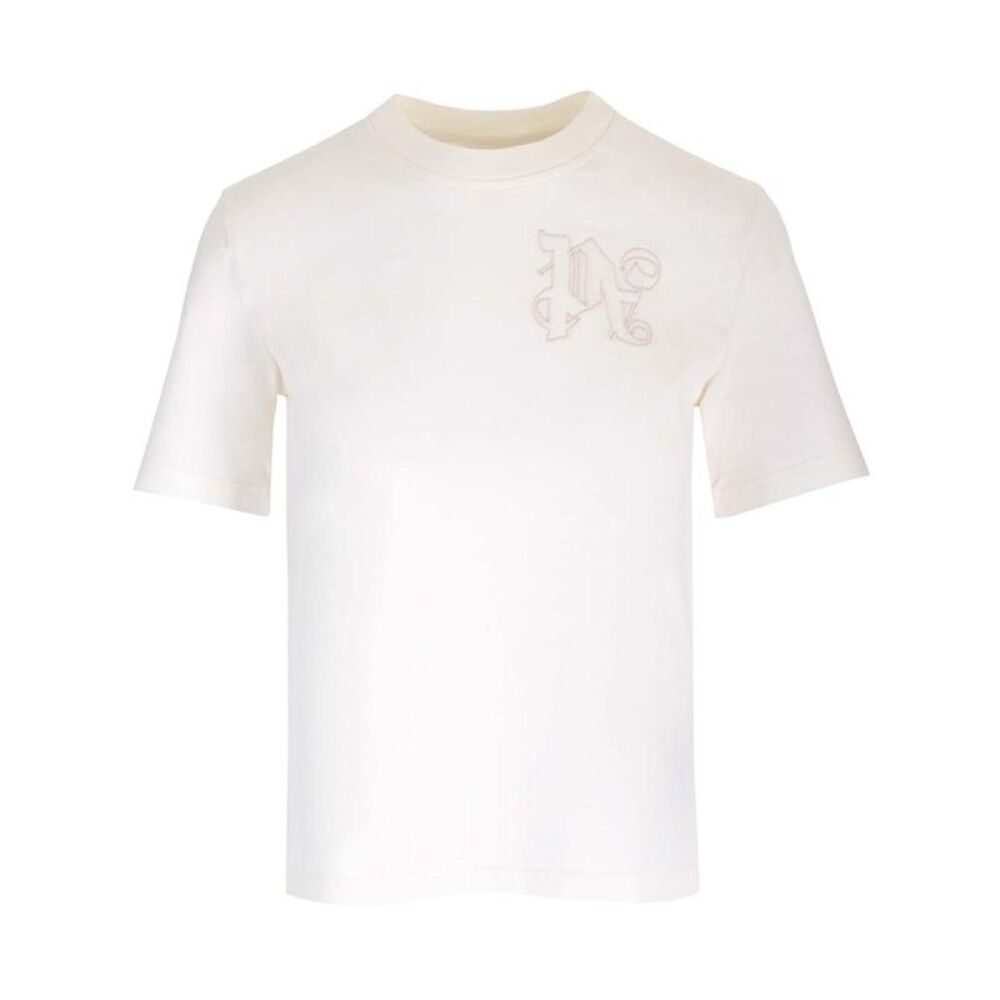Palm Angels Women White T-Shirt With Monogram
